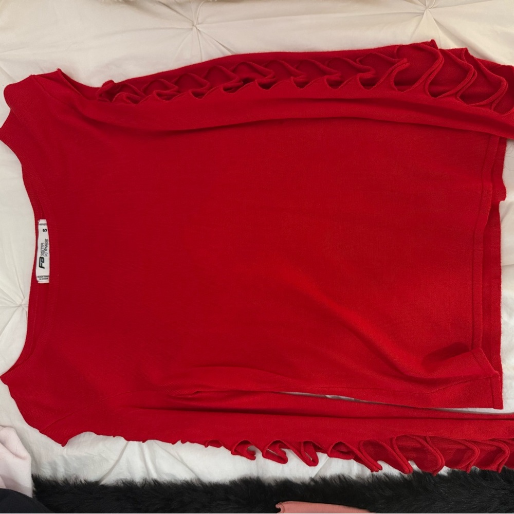 Red Ruffled Women's Top